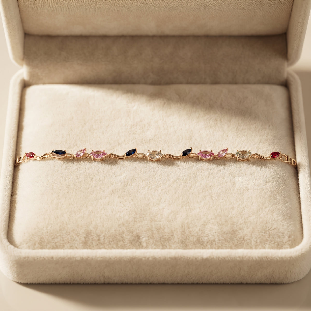 The Tulip Blossom Bracelet - Gold Multi-Gemstone Floral Link Bracelet
