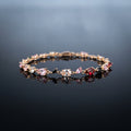 The Tulip Blossom Bracelet - Gold Multi-Gemstone Floral Link Bracelet