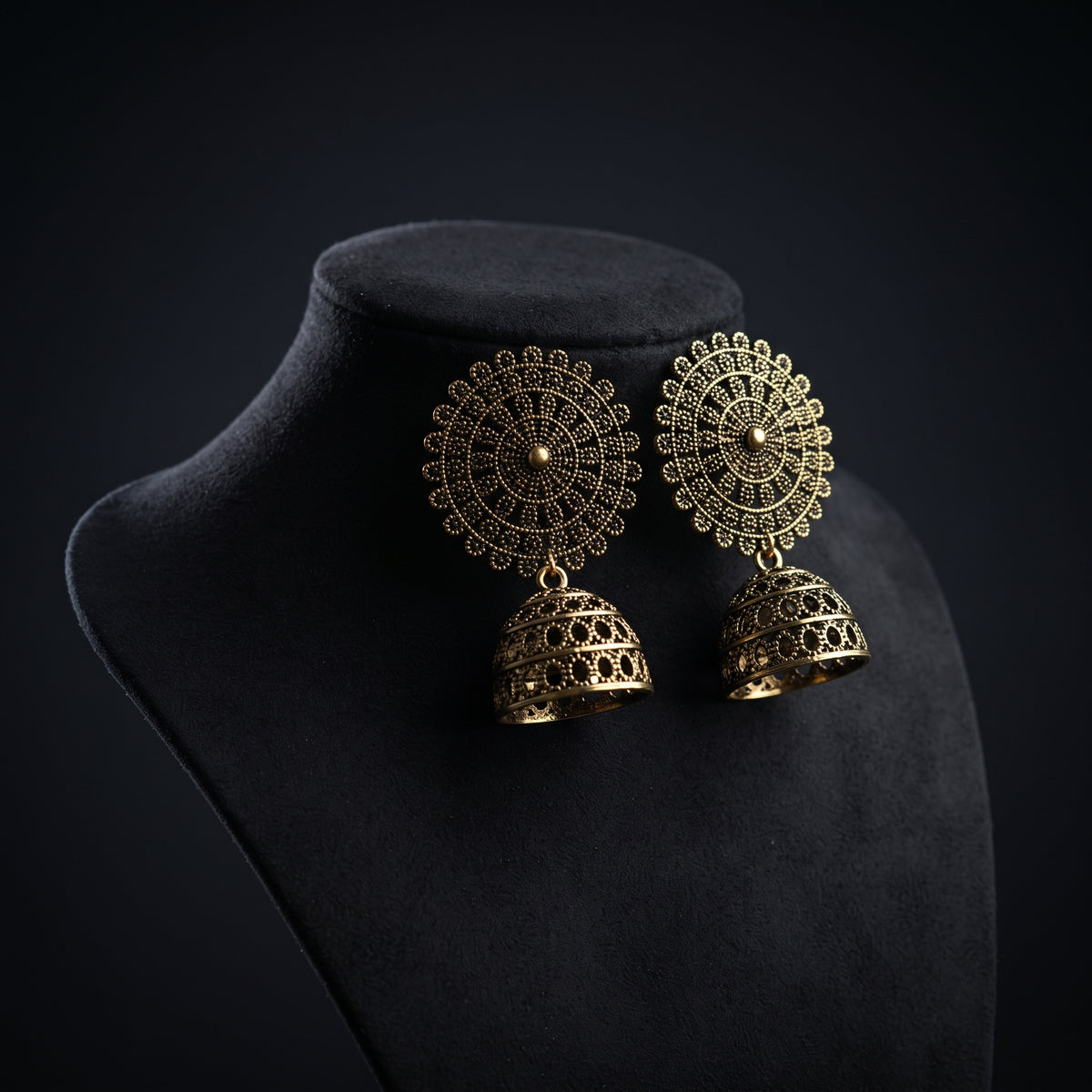 Antique Brass Jhumka - Handcrafted Tribal Ethnic Statement Earrings