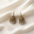 Antique Gold Jhumka - Handcrafted Ethnic Filigree & Bead Earrings