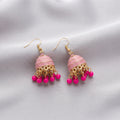 Blossom Pink Jhumka - Handcrafted Gold-Toned Indian Ethnic Danglers