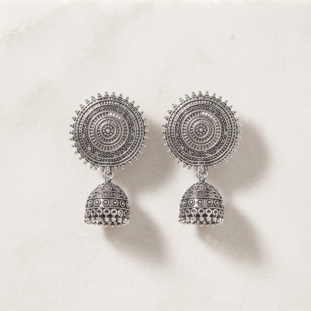 Silver Jhumka - Handcrafted Tribal Ethnic Statement Earrings